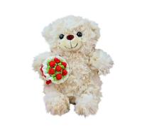 Valentine's Day 20cm Soft Cute Rose Teddy Bear With Rose Flower Bouquet - Personalised Teddy for Girlfriend, Winnie the Pooh Teddy, Plush Pillow for Women for Birthday Anniversary (D)