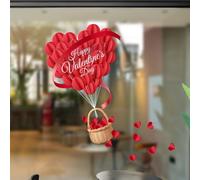 Valentine's Day 2Pcs Window Clings Red Heart Double-Sided Decals for Home Office and Learning Spaces (C)