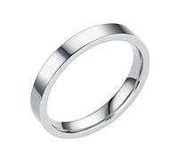 Valentine's Day 3MM Stainless Steel Solid Rings Wedding Band Rings For Women For Men Smooth Geometry Size 6 13 (Silver, 13)