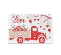 Valentine's Day A Truck with A Red Background and White Dots Rose Jigsaw Puzzles Challenging Puzzle Perfect for Game Nights 500 Piecing