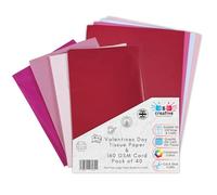 Valentines Day A4 Card & Tissue Paper Pack of 40 Sheets Make Your Own Valentines Day Cards & Gift Wrap Smooth Sheets of Pale Pink, Hot Pink, Red & White A4 160gsm Card & Large 17gsm Acid-Free Tissue