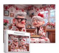 Valentine's Day Bathrobe Old Couple 1000 Piece Jigsaw Puzzles for Adults Romantic Dinner Art Jigsaw Challenging Family Activity Games Colorful DIY Craft Puzzle for Home Decor Gifts 70×50 cm