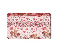 Valentine'S Day Bear Dish Drying Mats, Cute Peach Floral Absorbent Rubber Dish Rack Mat, Romantic Heart Pattern Kitchen Counter Protector 12x20 Inch