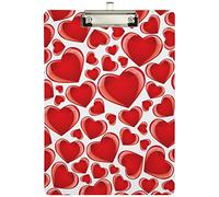 Valentine's Day Beautiful Glossy Hearts Custom Acrylic Clipboard, A4 Standard Size Sliver Clip Board Decorative for Students, Office, Teachers, School, Nurses(12.5" x 9")