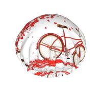 Valentine's Day Bike Tree Red Heart Cycle Print Shower Cap for Women & Men - Reusable, Double Layer, Breathable, Hair Bath Cap One Size
