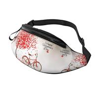 Valentine's Day Bike Tree Red Heart Cycle Waist Bag Bumbags for Men Women, Print Polyester Waist Pack for Travel Walking Sport with Adjustable Strap