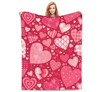 Valentines Day Blanket Gifts for Women Vintage Soft Warm Lightweight Cozy Beautiful Pink Heart and Love Throw Blankets for Bed Living Room Sofa Couch Happy Holiday Decor 50x60in