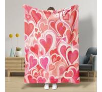 Valentine's Day Blanket Heart Pattern Modern Trendy Romance Blush Pink Flannel Breathable Washable Cozy Decor Soft Warm Room Bed Office Sofa Couch Livingroom Sleep Blanket Heavy 40x50inch