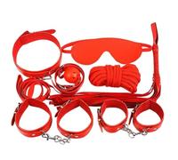 Valentines Day Bondage BDSM Kit with Handcuffs Ankle Cuffs Gag Collar Whip Rope, Christmas Red Bondage Set for Couples, Sexy Santa Roleplay Accessories