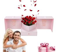 Valentine's Day Box - Design Couple Gift Box, 2 in 1 Love Organizer | Beautiful Valentine's Day Box with Drawer, Satin Ribbon for Girlfriend or Lover, Roma Souvenir