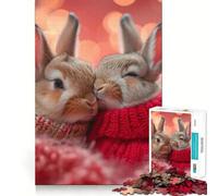 Valentines Day Bunny Jigsaw Puzzles 1000 Recall Fun Play Burr Free Clean Cut Pieces Portable Travel Friendly Fun Game (38x52cm)