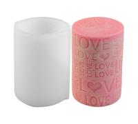 Valentine's Day Candle Mold - Engraved Love Cylinder Design, 3D Silicone Column Mold, Candle Making Tool, Handmade Soap Clay Plaster Craft Accessory for Homemade Candles Making DIY Crafts