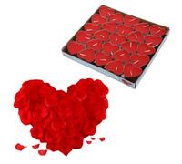 Valentine's Day Candle Set - 50 Heart Shaped Tea Lights Candles with 1000 Red Artificial Rose Petals | Romantic Dinner Wedding Proposal Decorations, Safe Clean-Burning Paraffin Wax Candles