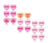 Valentines Day Candy Heart Earrings LOVE XOXO BE MINE Conversation Heart Cupid Earrings Hypoallergenic Clay Lightweight Pink Earrings Jewelry Galentine’s Day Gift, L, Metal, No Gemstone