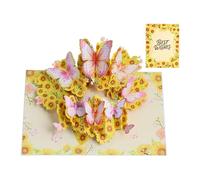 Valentines Day Card, 3D Butterfly Flower, Romantic Greeting Card with Vintage Design, Celebration Cards with Family Couple, Holiday Stationery Supplies, for Wife Mother Sister Kids Family Friend