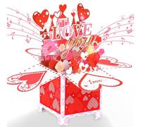 Valentine's Day Card, 3D & Pop Up‘Love you ’Anniversary Card with Music and Lights for Wife Girlfriend, Boyfriend, Husband,Love,Roses Valentine's Day Cards with Envelope for Valentines Day,Anniversar