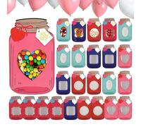Valentine's Day Card - Candy Pot Shaped Greeting Postcard, Candy Holder Cards for Valentine's Day | for Girls School Kindergarten Class Classroom Holiday