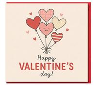 Valentine's Day Card - Cute Heart Balloon Design - Romantic Card for Partner, Boyfriend, Girlfriend, Husband or Wife - Sweet Love