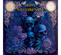 Valentines Day Card Fantasy Gothic Skull Art (Design 4)