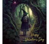 Valentines Day Card Fantasy Gothic Witch Art (Design 2) - Romantic Love Partner Boyfriend Girlfriend Husband Wife Cute Premium Quality Blank Inside Envelope Included Uk Designed