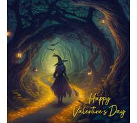 Valentines Day Card Fantasy Gothic Witch Art (Design 4) - Romantic Love Partner Boyfriend Girlfriend Husband Wife Cute Premium Quality Blank Inside Envelope Included Uk Designed