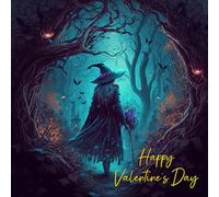 Valentines Day Card Fantasy Gothic Witch Art (Design 6) - Romantic Love Partner Boyfriend Girlfriend Husband Wife Cute Premium Quality Blank Inside Envelope Included Uk Designed