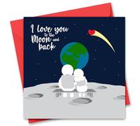 Valentine's Day Card for Him or Her Valentine's Day Card for Girlfriend, Boyfriend, Husband or Wife - Valentine's Day Card for Fiance Fiancee -Love You To The Moon and Back Valentine's Day Card