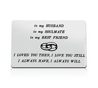 Valentines Day Card for Husband Anniversary Card Gifts for Men Engraved Wallet Insert Cards for Husband Christmas Birthday Gifts I Love You Gift for Him