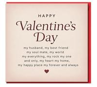 Valentine's Day Card for Husband - Heartfelt Romantic Message, Happy Valentine's Day Design - My Husband My Best Friend Soul Mate - Love Greeting Card with Envelope