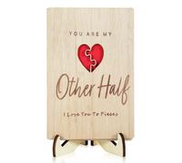 Valentines Day Card, Handmade Wooden Anniversary Card Keepsake for Her Him, Romantic Gift for Boyfriend Girlfriend (My Other Half)