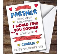 Valentine's Day Card Personalised Partner Find You Sooner Love You Longer | Custom Card Personalised Cards, For Partner, For Him, Her, Valentine's Day