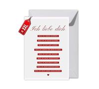 Valentine's Day Card with Envelope - Gift Card for Valentine's Day "Ich liebe dich weil..." Property Counting Reasons Love Confession Love Card Romance Valentine's Day Card for Partner (XXL DIN A6)