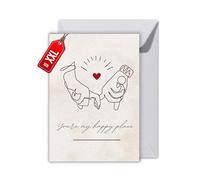 Valentine's Day Card with Envelope - Gift Card for Valentine's Day You're My Happy Place Line Art Hands Love Confession Love Card Romance for Partner Date