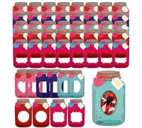 Valentine's Day Cards in Jars, Mason Jar Cards for Treats, Valentine's Day Cards Classroom Exchange Cards, Candies Not Included, Christmas Party Gifts, Fun for Boys and Thread