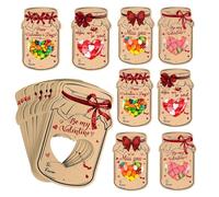Valentines Day Cards - Jar Shape Exchange, Interactive Holiday Favor for Gifting, Happy Valentine Note, Colorful Paper Base with Die-Cut Design, School Greeting Kit for Sharing Celebrating Trading