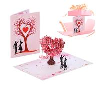 Valentine's Day Cards | Romantic Dancing Couple Souvenir | 3D Cards Tree Hearts Design With Envelope And Note - For Husband Wife Wedding