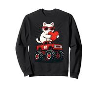 Valentines Day Cat Riding Truck Funny Retro Vintage Kitten Sweatshirt
