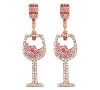 Valentine's Day Champagne Earrings for Women Rhinestone Crystal Pearl Love Earrings Alloy Heart Beaded Bling Drop Dangle Earrings for Wedding Birthday Party Gifts, Acrylic, No Gemstone