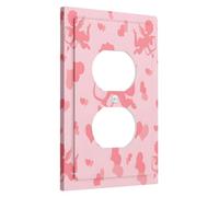 Valentine's Day Cherub Light Switch Cover Plates/Outlet Covers, Soft Peach Love god and Heart Design for Home Decor, Thermoplastic Wall Plates, Standard Size Single Duplex Outlet