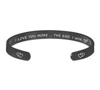 Valentine's Day Classic Bracelet Stainless Steel I YOU MORE THE END WIN Light Teardrop Pearl Necklace (A, One Size)