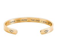 Valentine's Day Classic Bracelet Stainless Steel I YOU MORE THE END WIN Light Teardrop Pearl Necklace (C, One Size)