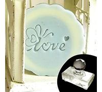 Valentines Day Clear Acrylic Handmade Soap Stamp Love Heart Rose Pattern Handmade Square Clay Making Chapter with Handle Love Heart Valentines Gift