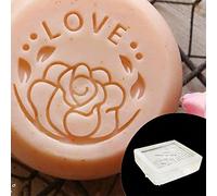 Valentines Day Clear Acrylic Handmade Soap Stamp Love Heart Rose Pattern Handmade Square Clay Making Chapter with Handle Love Heart Valentines Gift