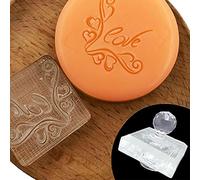 Valentines Day Clear Acrylic Handmade Soap Stamp Love Heart Rose Pattern Handmade Square Clay Making Chapter with Handle Love Heart Valentines Gift