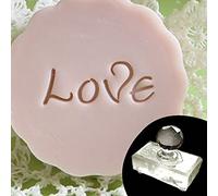 Valentines Day Clear Acrylic Handmade Soap Stamp Love Heart Rose Pattern Handmade Square Clay Making Chapter with Handle Love Heart Valentines Gift