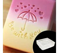 Valentines Day Clear Acrylic Handmade Soap Stamp Love Heart Rose Pattern Handmade Square Clay Making Chapter with Handle Love Heart Valentines Gift