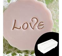 Valentines Day Clear Acrylic Handmade Soap Stamp Love Heart Rose Pattern Handmade Square Clay Making Chapter with Handle Love Heart Valentines Gift