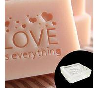 Valentines Day Clear Acrylic Handmade Soap Stamp Love Heart Rose Pattern Handmade Square Clay Making Chapter with Handle Love Heart Valentines Gift