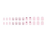 Valentine's Day Collection 24 Pieces Glittering Heart Stick On Nails False Nails Accesories Designed For Romance Look