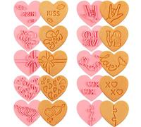 Valentines Day Cookie Cutters, 10 PCS Heart Shape Cookie Stamps, Valentines Day Icing Cutters, Valentines Day Cookies Cutters Set (Heart) (Valentines Day)